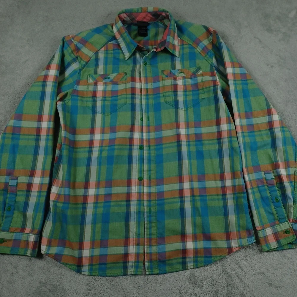 The North Face Shirt Mens Medium Green‎ Plaid Outdoor Pocket Button Up
